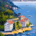 Tale of the Waterfront Mansions Oil Painting