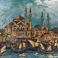 Yeni Cami ve Yelkeniler Yağlı Boya Tablosu