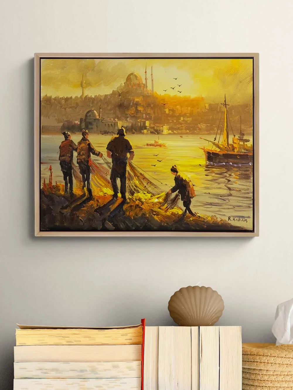 Boğazda Balıkçı Bereketi Yağlı Boya Tablosu