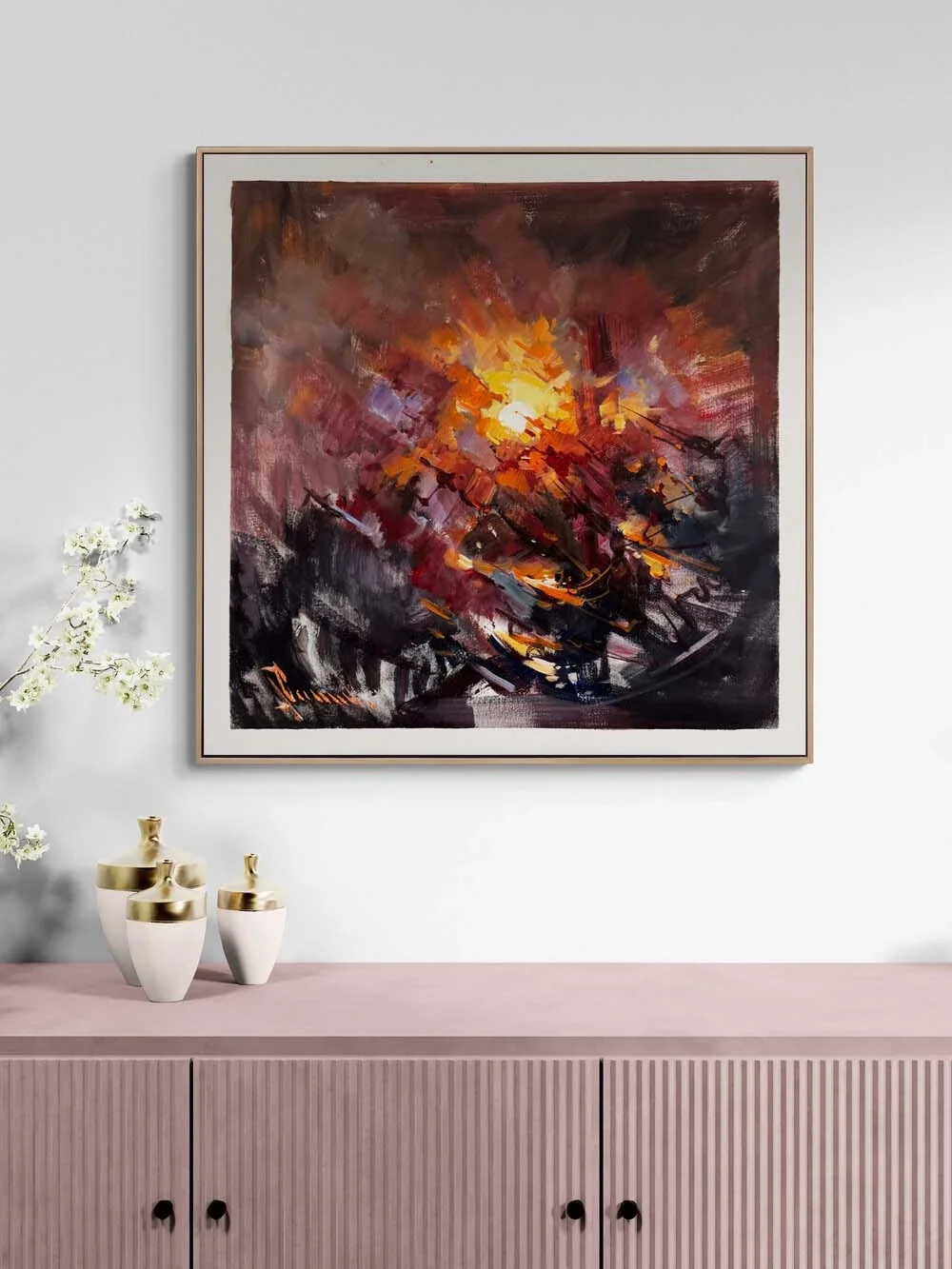 Soyut Kent Formları Yağlı Boya Tablosu