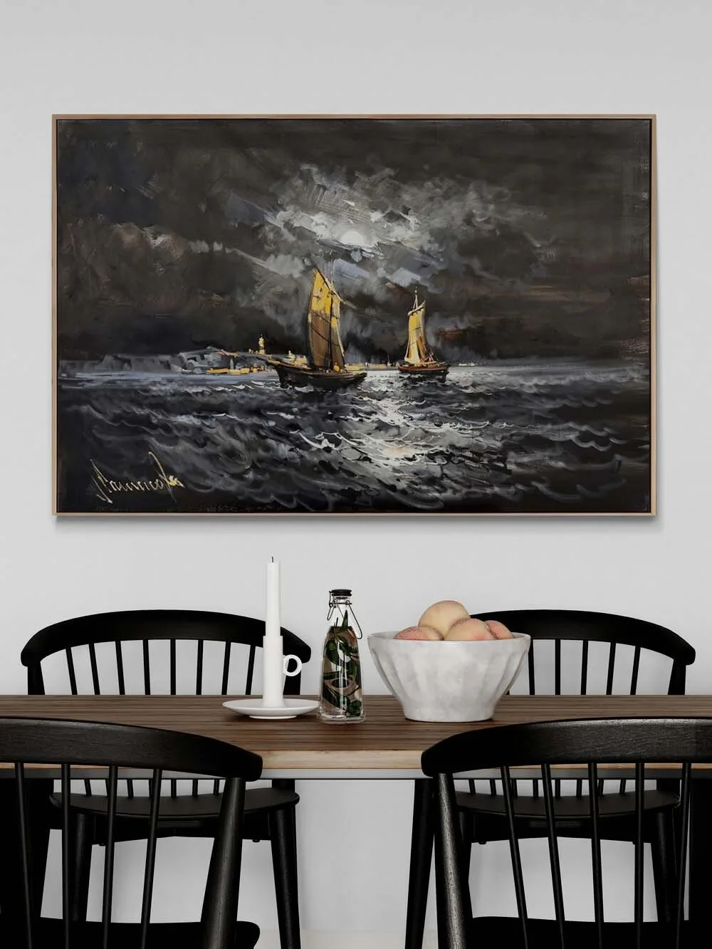 Ayın Altında Deniz Yağlı Boya Tablosu