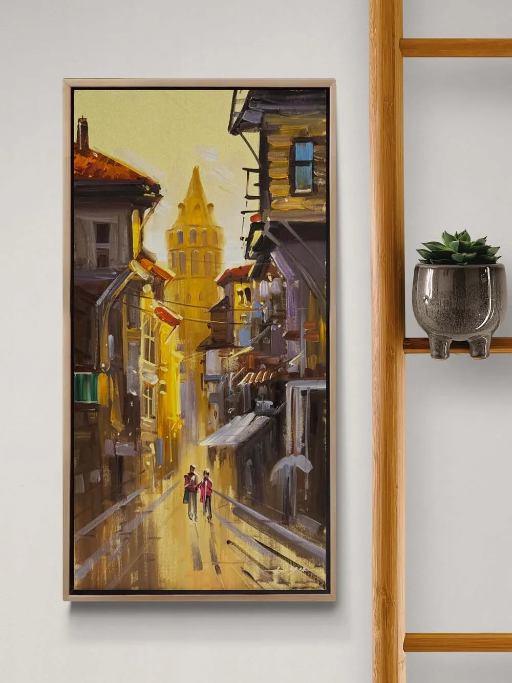 Turuncu Akşam Galata Yağlı Boya Tablosu