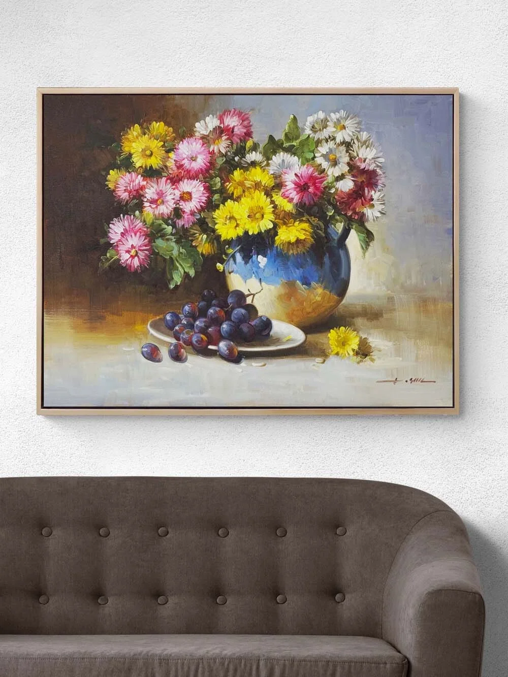 Papatyalar ve Üzümler Yağlı Boya Tablosu