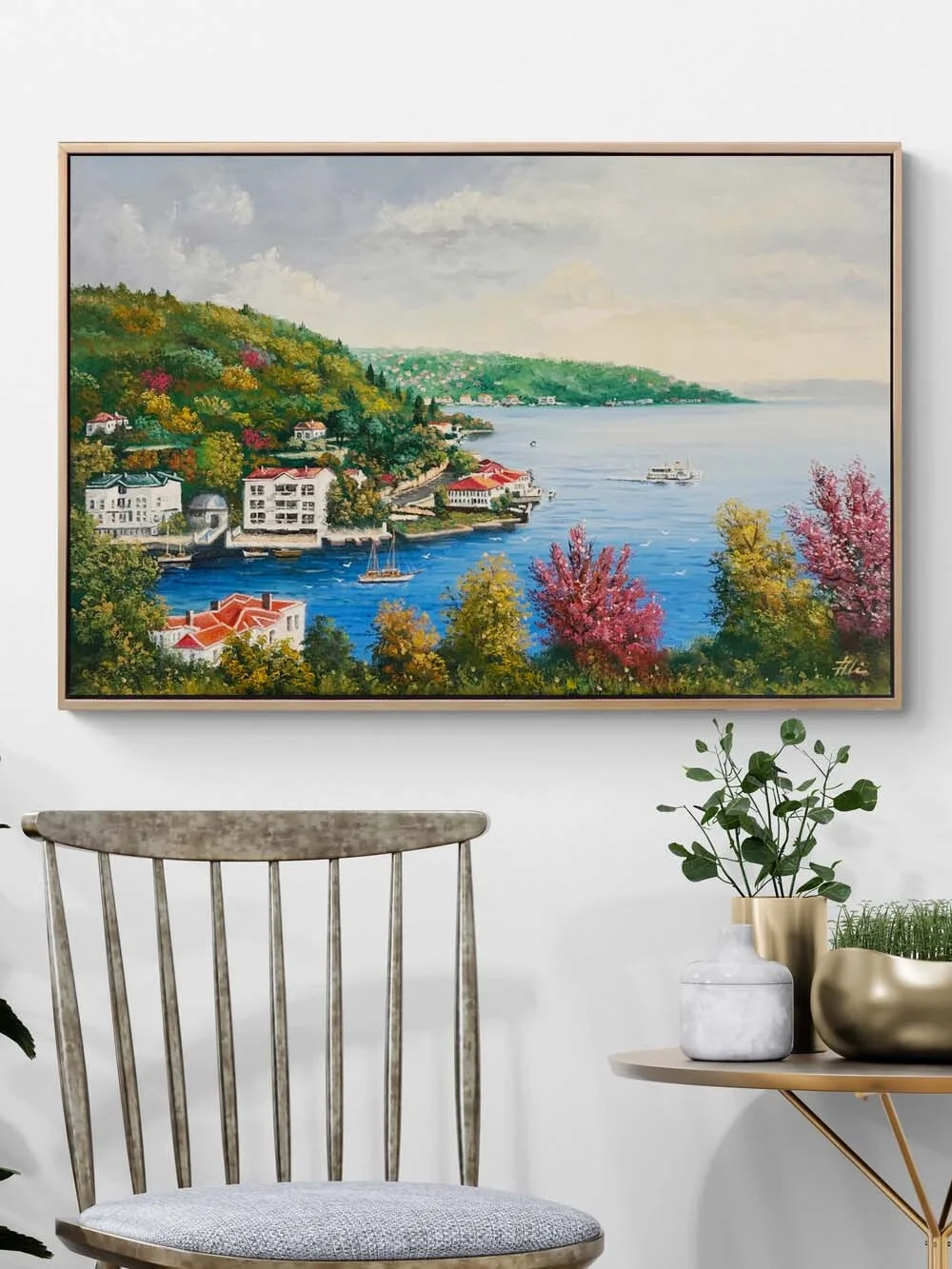 Boğazda Bahar Renkleri Yağlı Boya Tablosu