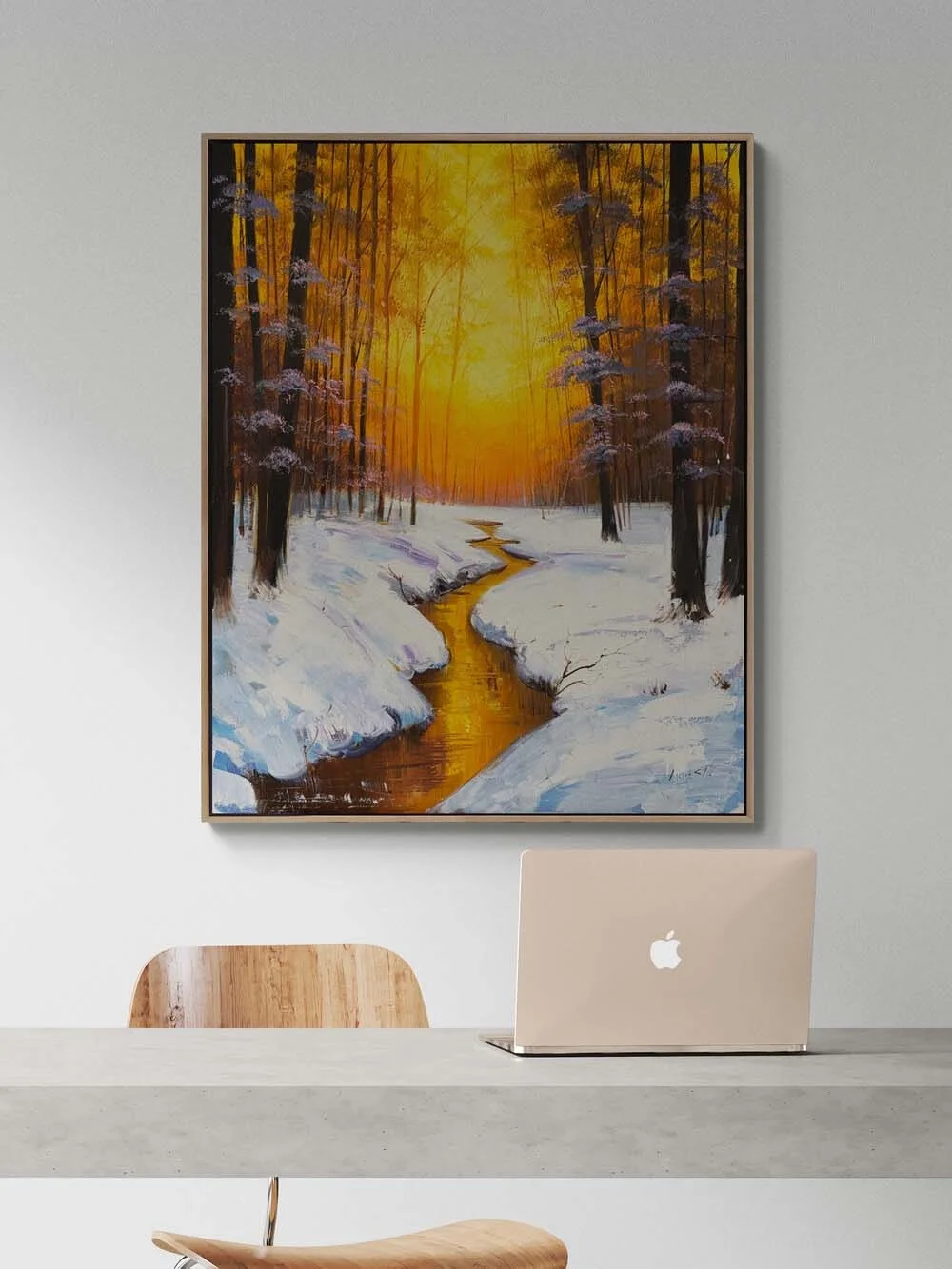 Kışın Altın Saati Yağlı Boya Tablosu