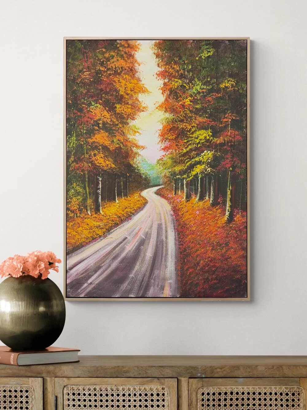 Sonbaharda Orman Yolu Yağlı Boya Tablosu