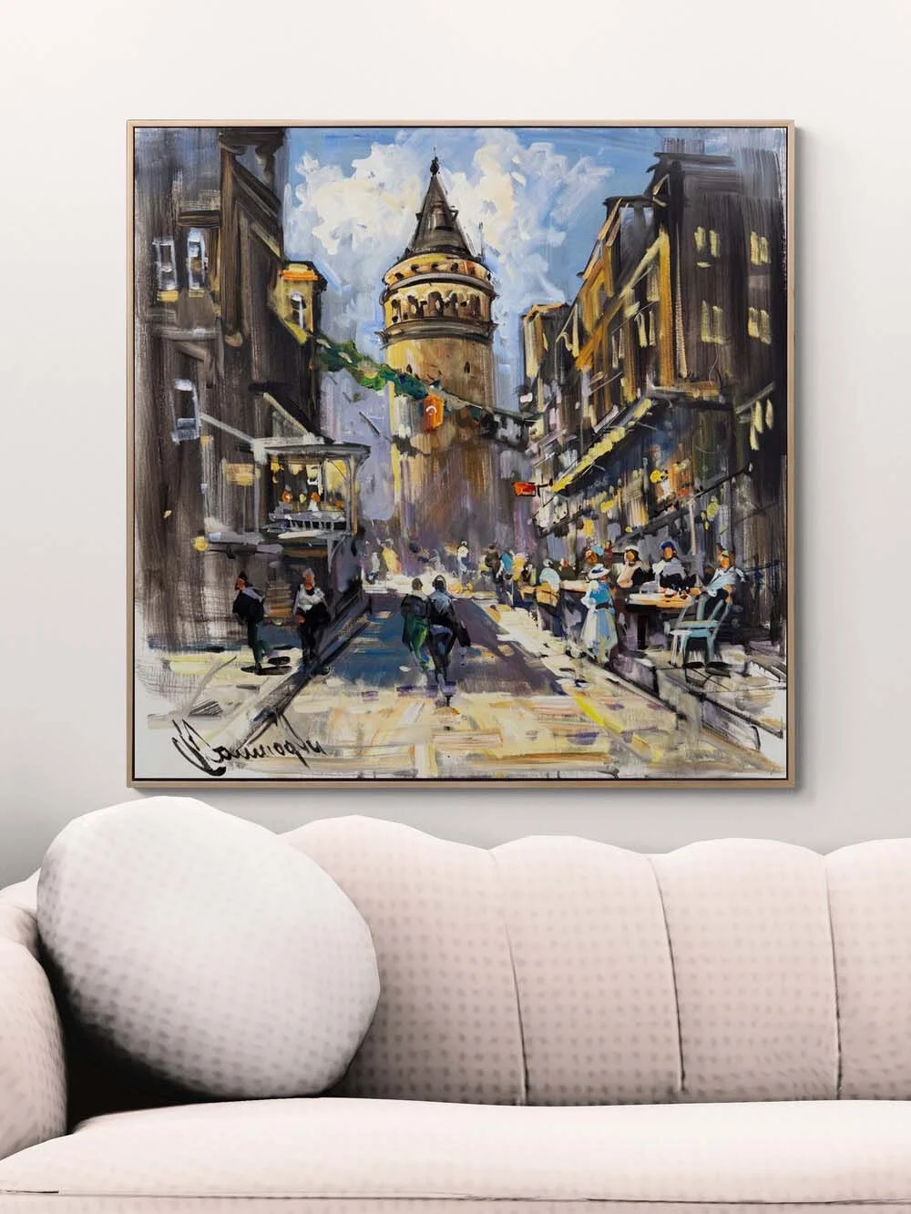 Facing Galata Tower Oil Painting