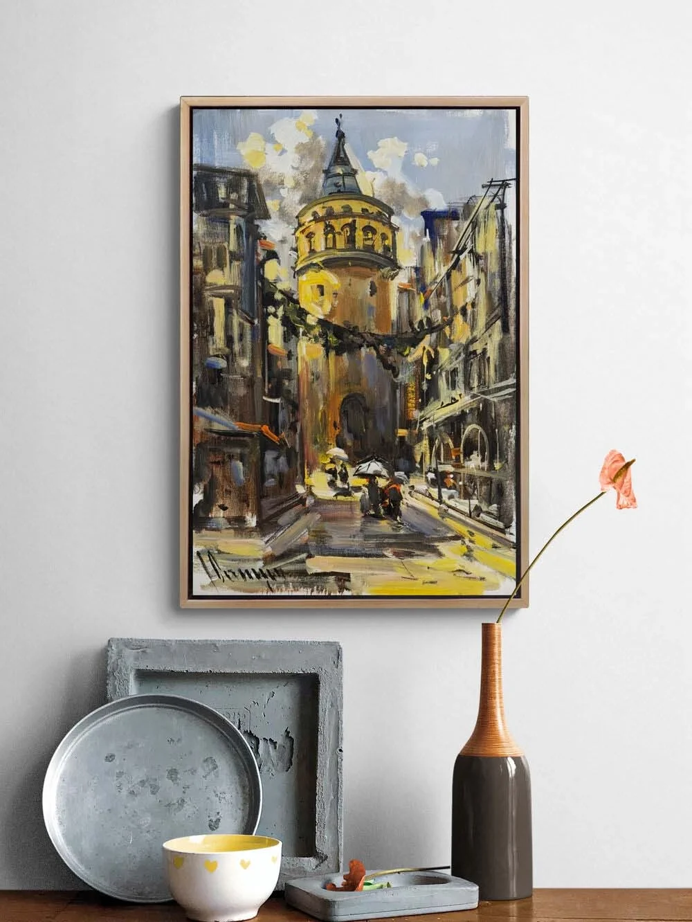 Galatada Sessiz Sokaklar Yağlı Boya Tablosu