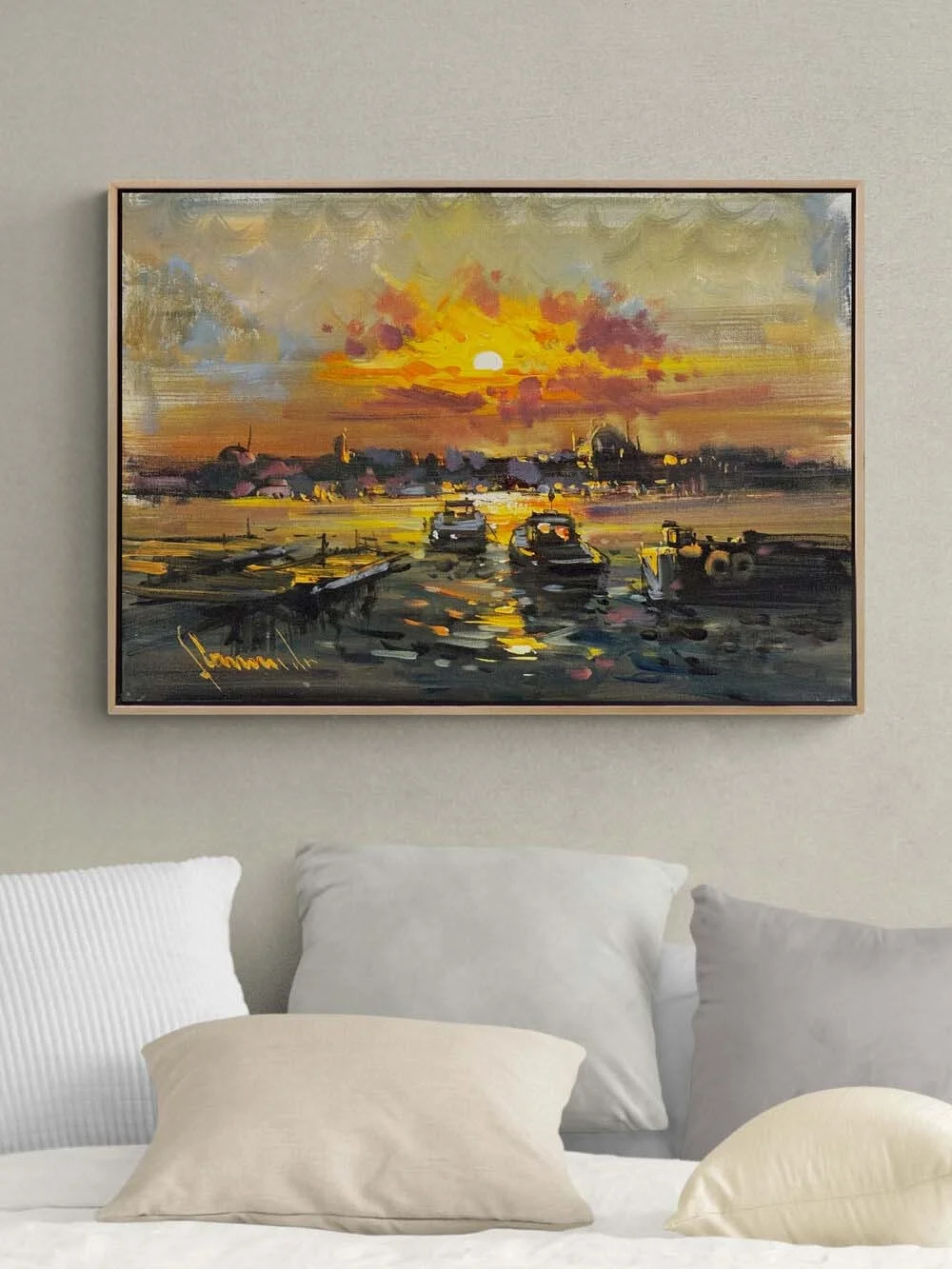 Gün Işığında Boğaz Yağlı Boya Tablosu