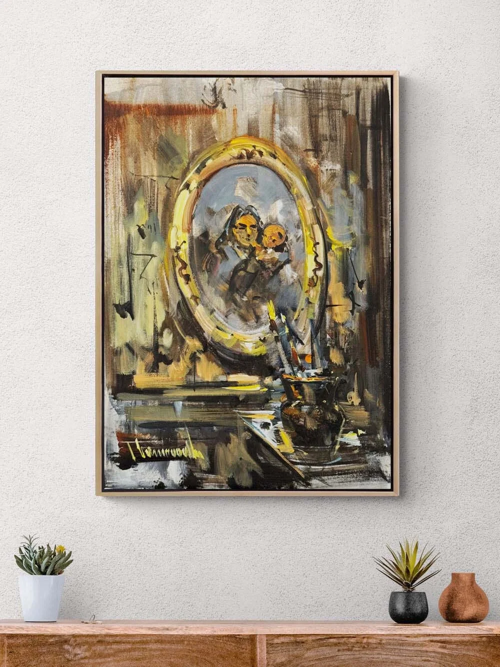 Çerçevede Hatıralar Yağlı Boya Tablosu