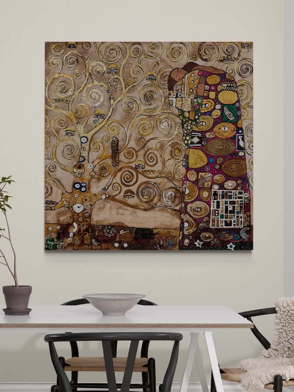 Altın Hayat Ağacı Yağlı Boya Tablosu