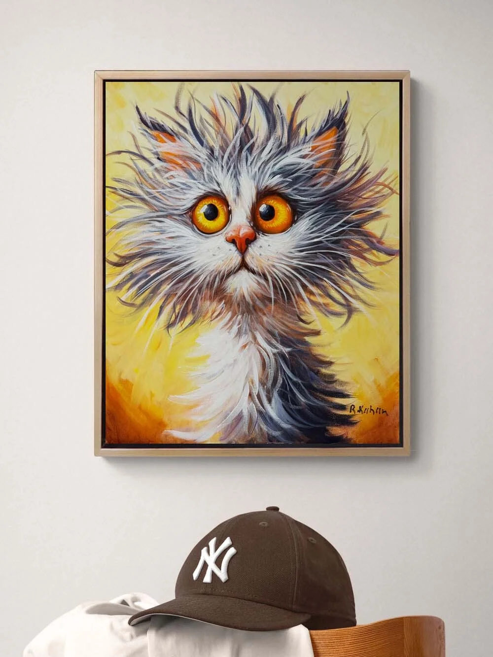 Şakın Kedi Yağlı Boya Tablosu