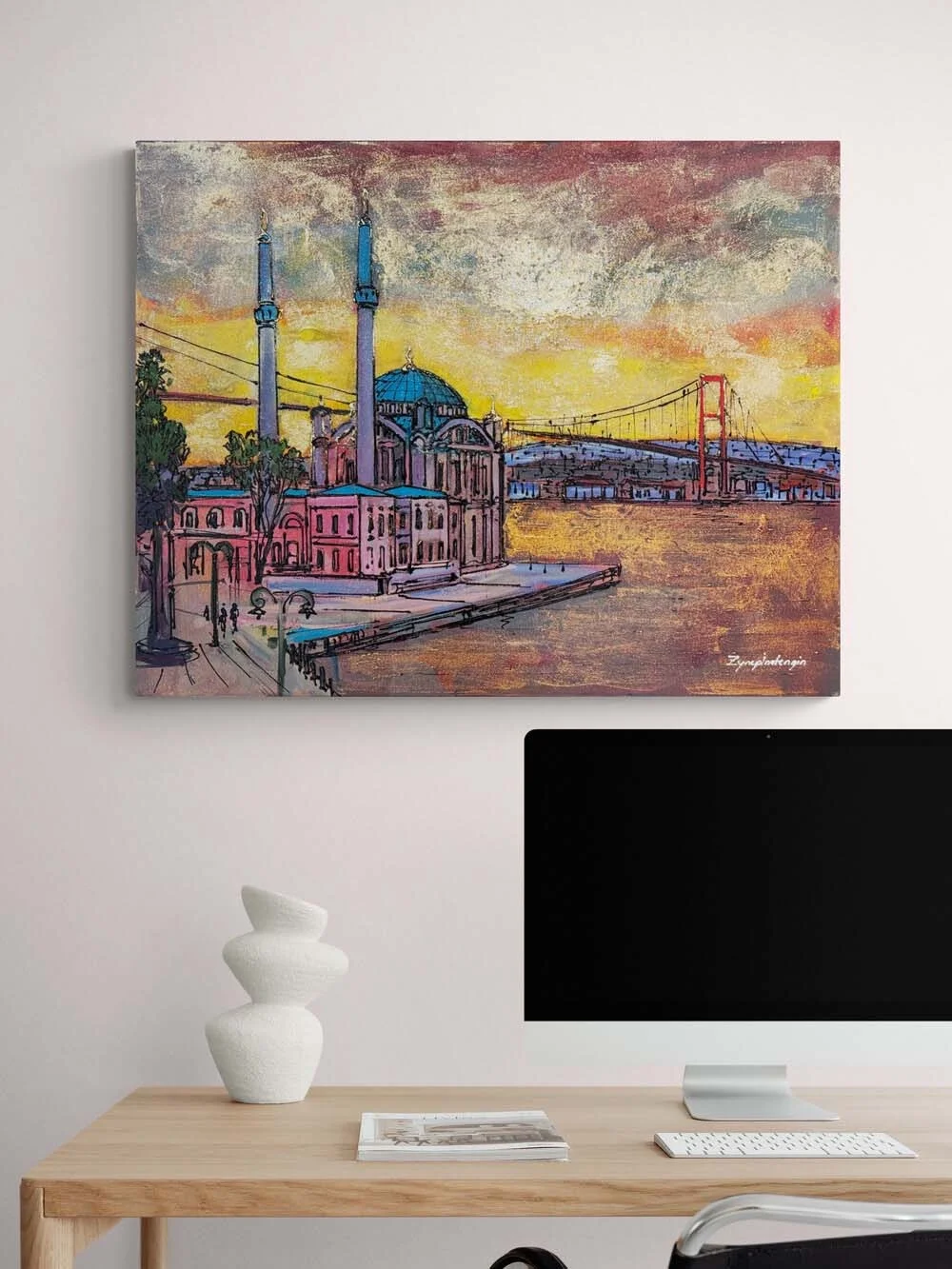 Akşamüstü Ortaköy Cami Yağlı Boya Tablosu