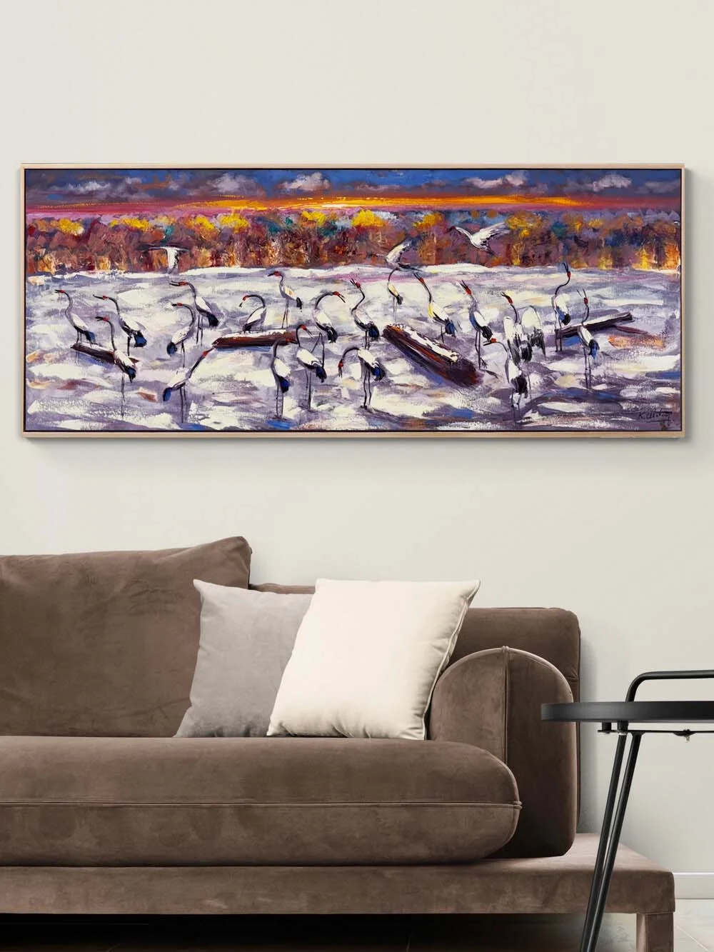 Alacakaranlıkta Turnalar Yağlı Boya Tablosu