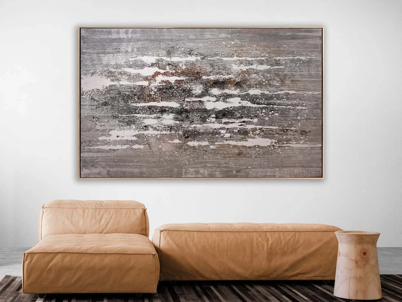 Vizon ve Bej Siparişe Özel Soyut Yağlı Boya Tablo