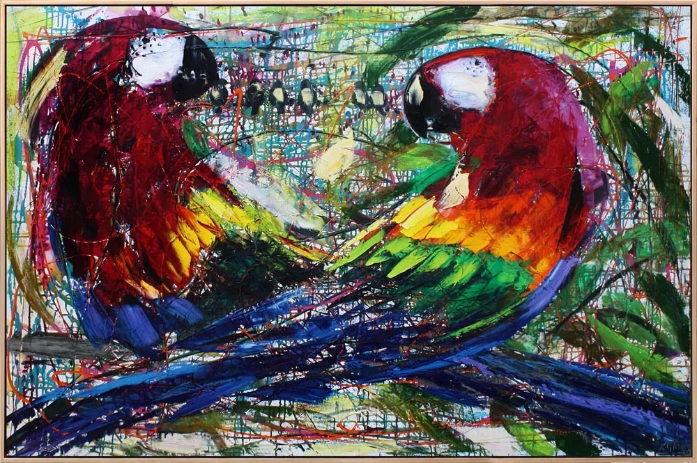 Amazon Papağanları Yağlı Boya Tablosu