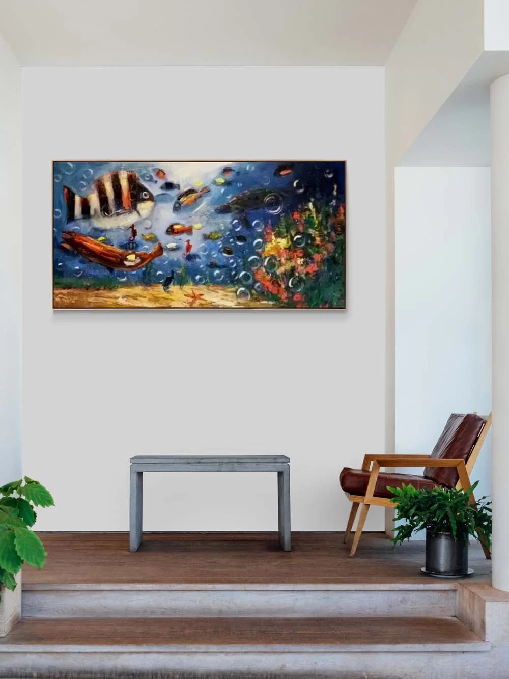 Blue World of Fish Oil Painting