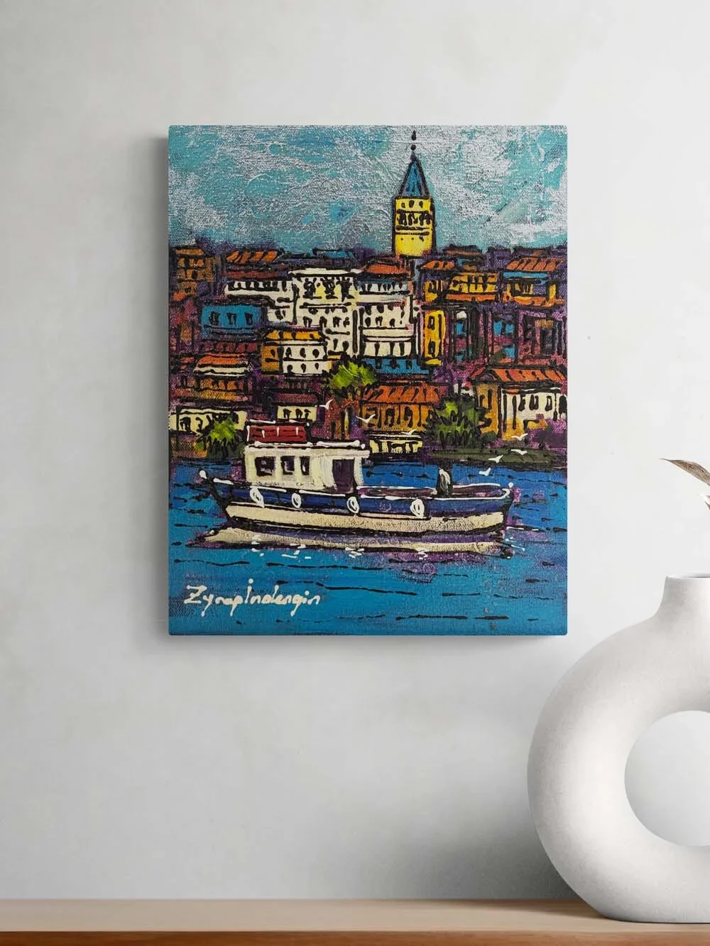 Boğazdan Galata Yağlı Boya Tablosu