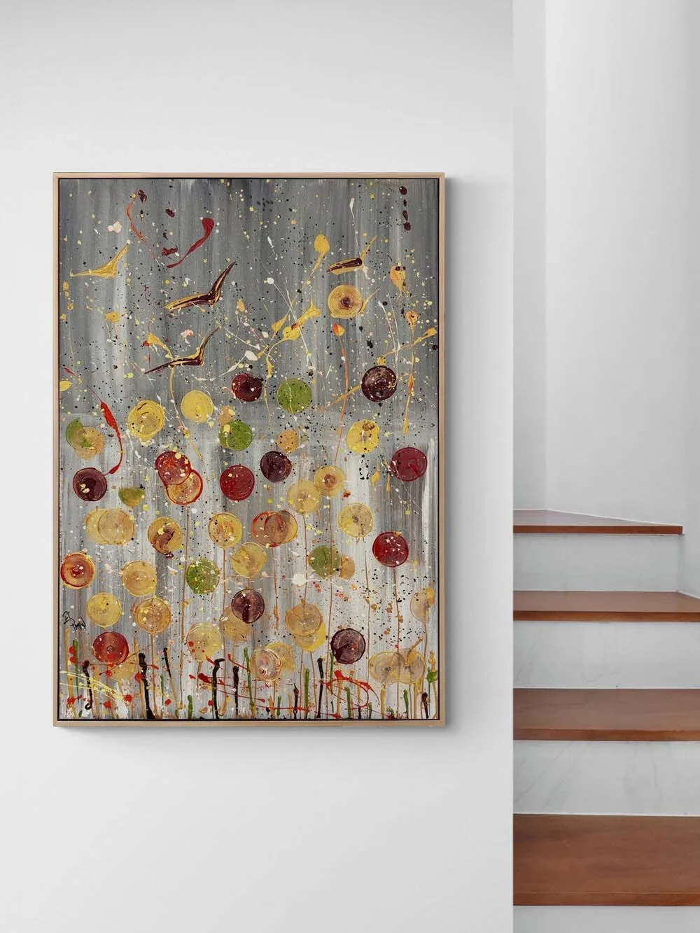 Boşlukta Çiçek Yağlı Boya Tablosu