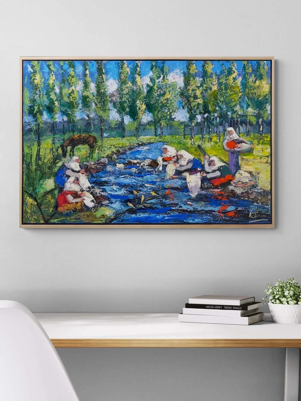 Oil Painting of Women Washing Laundry | Simurg Art Gallery