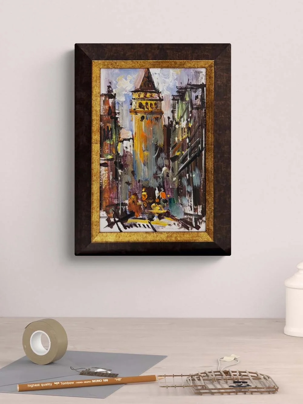 Galata’ya Çıkan Sokak Yağlı Boya Tablosu