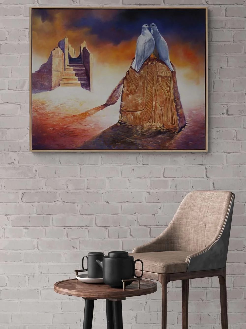 İki Güvercin Yağlı Boya Tablosu