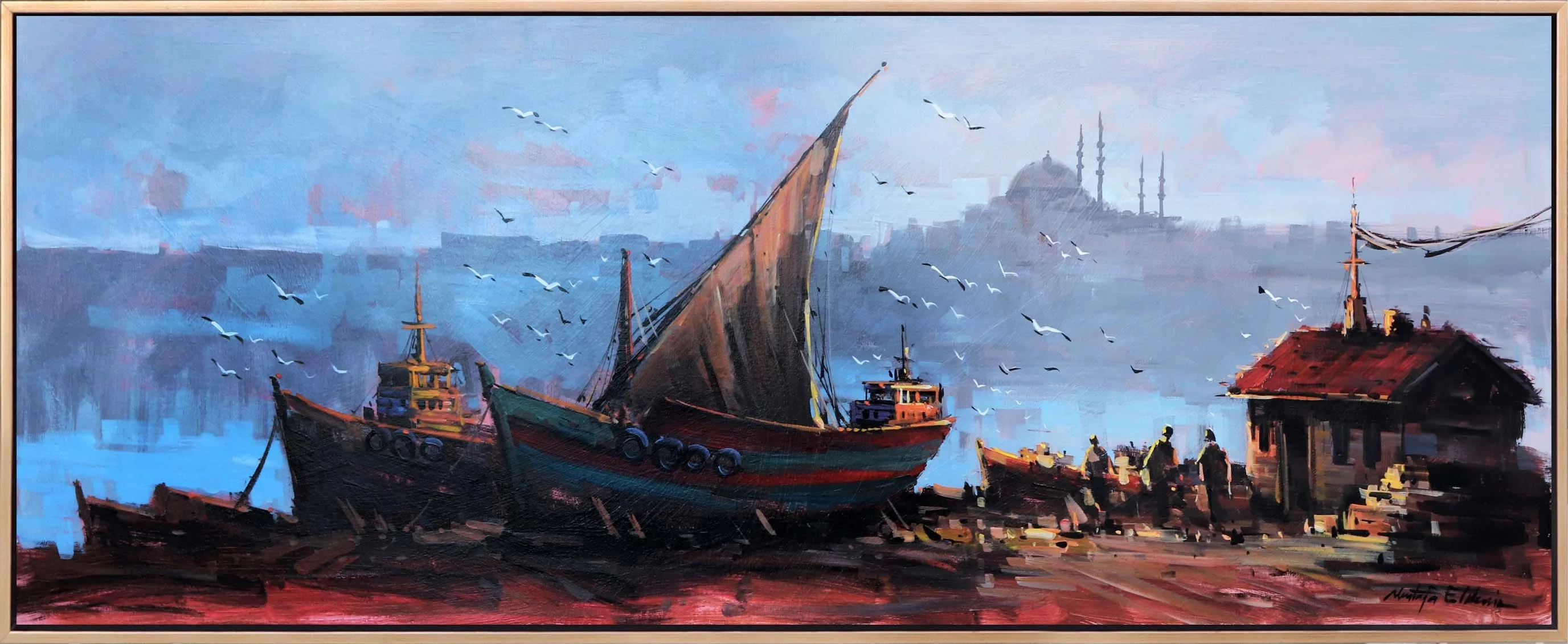 Istanbuls Fishermen Oil Painting