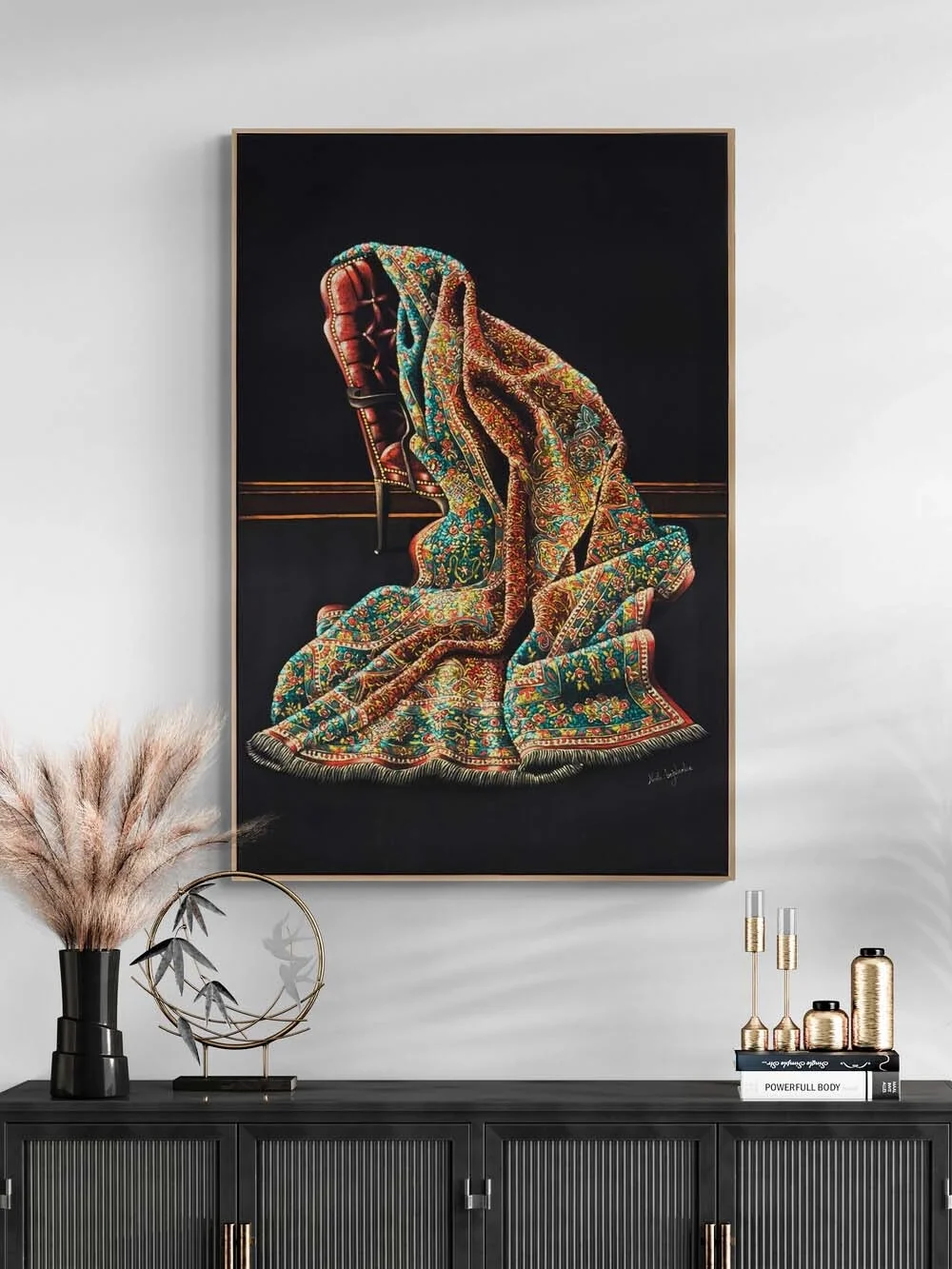 Kadife ve Nakış Yağlı Boya Tablosu