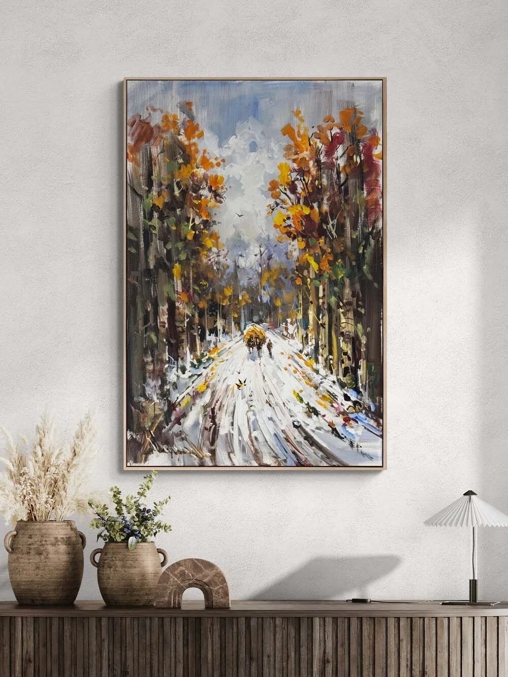 Kar Mazarasında İzler Yağlı Boya Tablosu