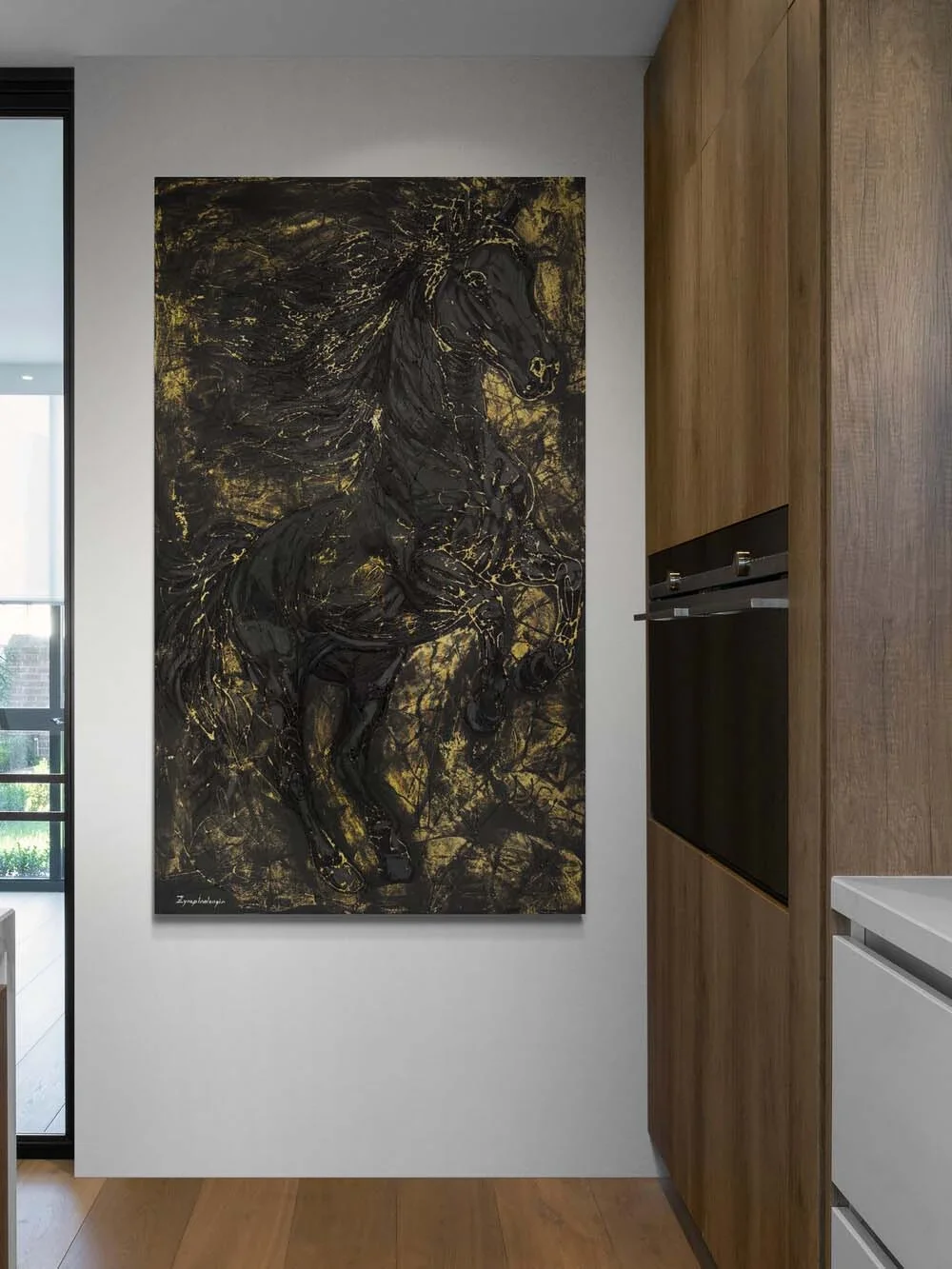 Kara Atın Kudreti Yağlı Boya Tablosu