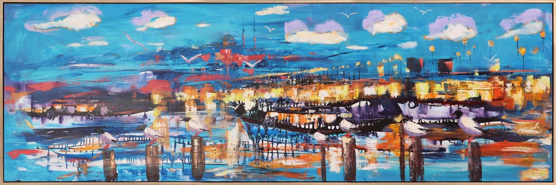 Karaköyde Güvercinler Yağlı Boya Tablosu