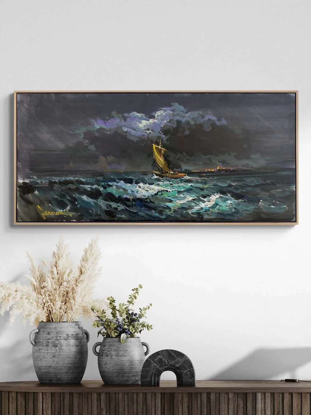 Karanlıkta Yelken Yağlı Boya Tablosu