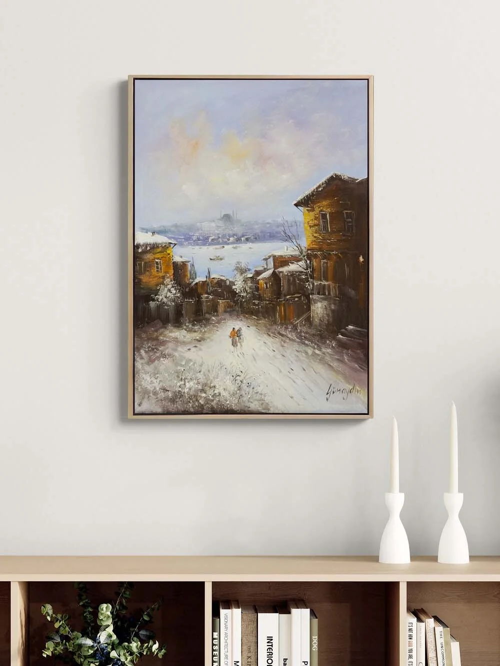 Walkers in the Snow Oil Painting