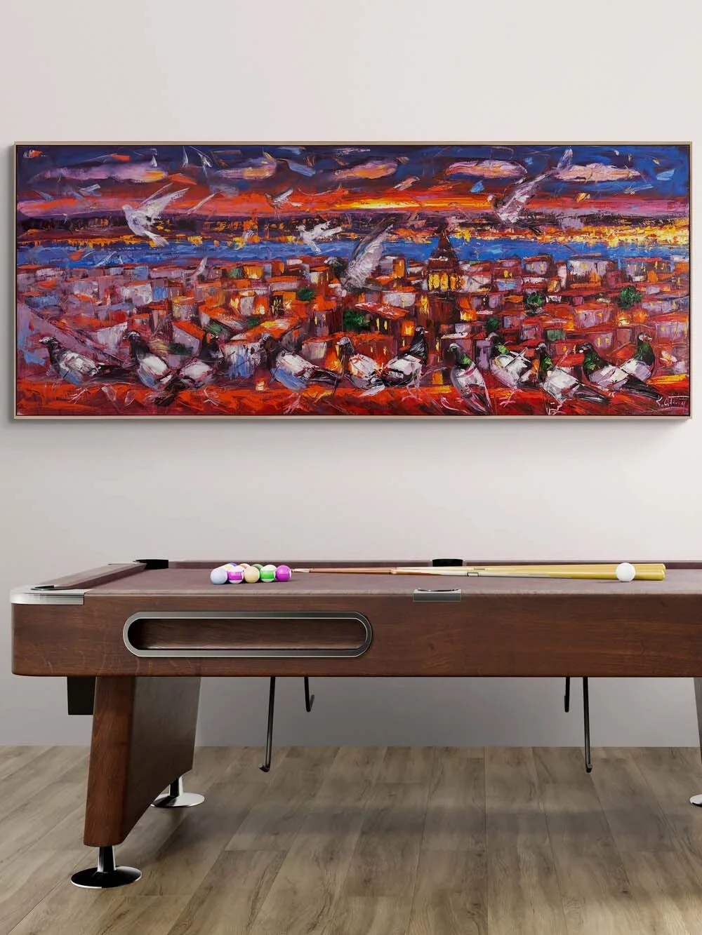 Kızıl Saatte İstanbul Yağlı Boya Tablosu