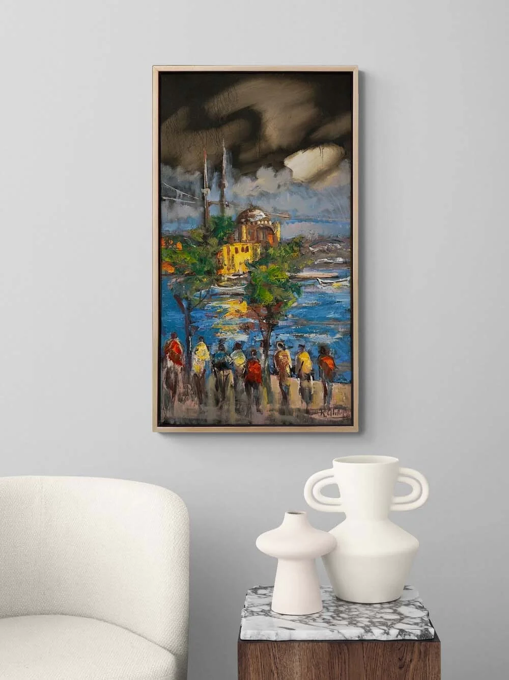 Ortaköyde Kalabalıklar Yağlı Boya Tablosu