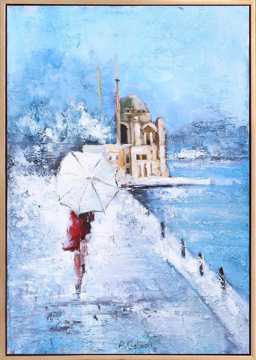 Ortaköyde Kış Yağlı Boya Tablosu