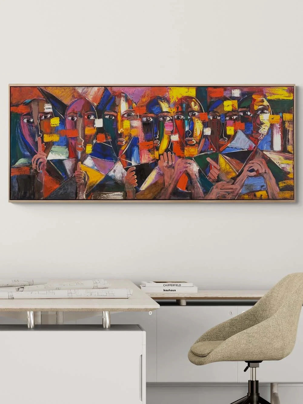 Renklerde Soyut Yüzler Yağlı Boya Tablosu