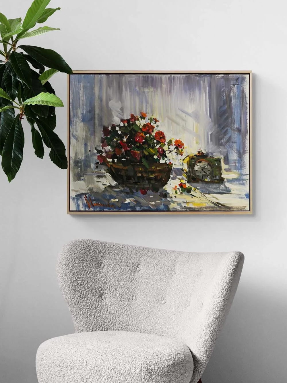 Romantic Flower Basket Oil Painting