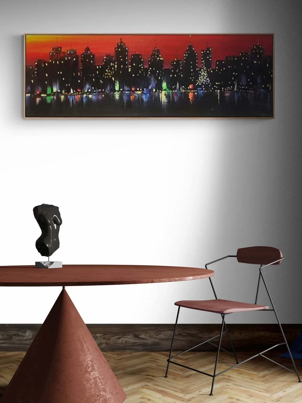 Şehrin Işıkları Yağlı Boya Tablosu