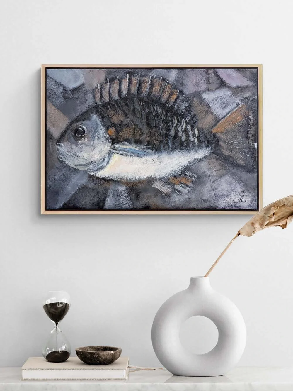 Black and White Fish Oil Painting