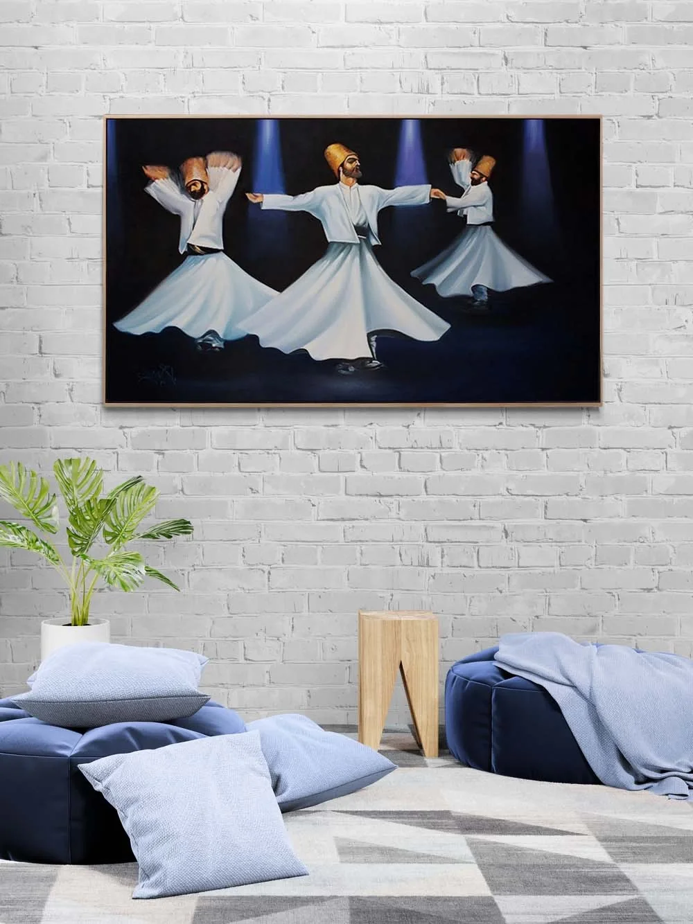 Üç Derviş Semazen Yağlı Boya Tablosu