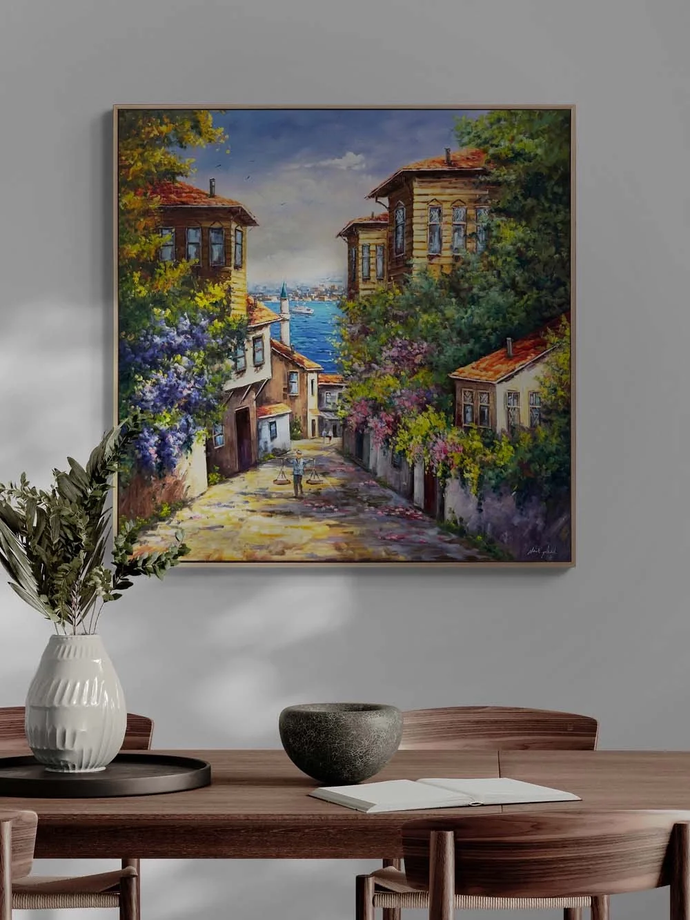 Üsküdarın Eski Sokakları Yağlı Boya Tablosu