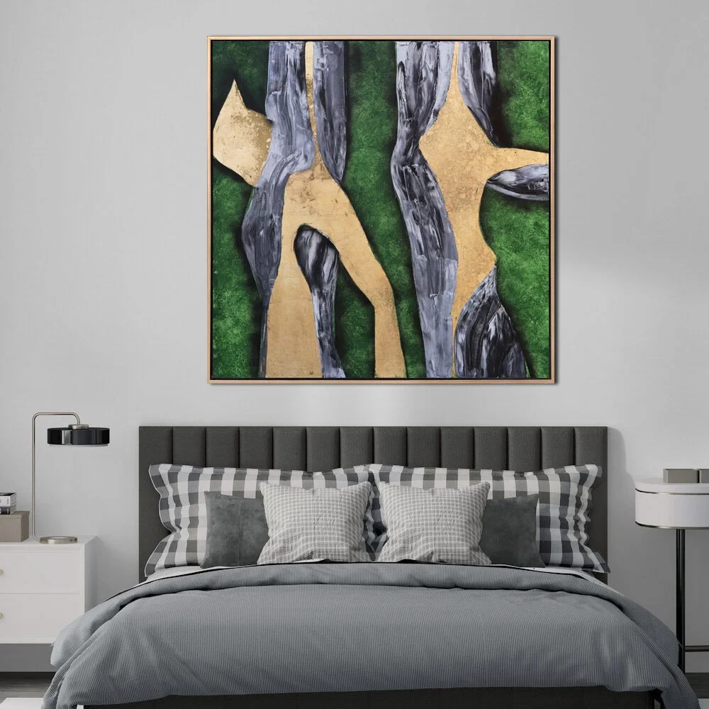 Yeşil ve Gold Siparişe Özel Soyut Yağlı Boya Tablo