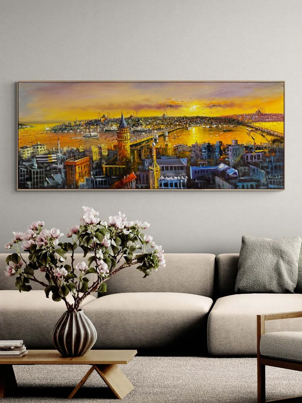 Zamana Akan Şehir Yağlı Boya Tablosu