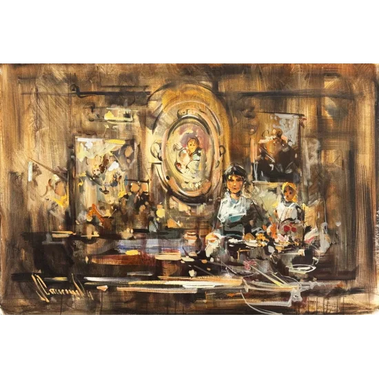 Eski Evde Bir An Yağlı Boya Tablosu