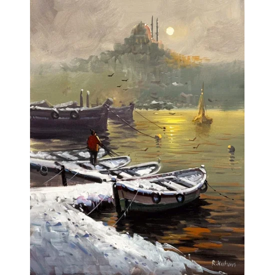 Beyazın İçinde İstanbul Yağlı Boya Tablosu