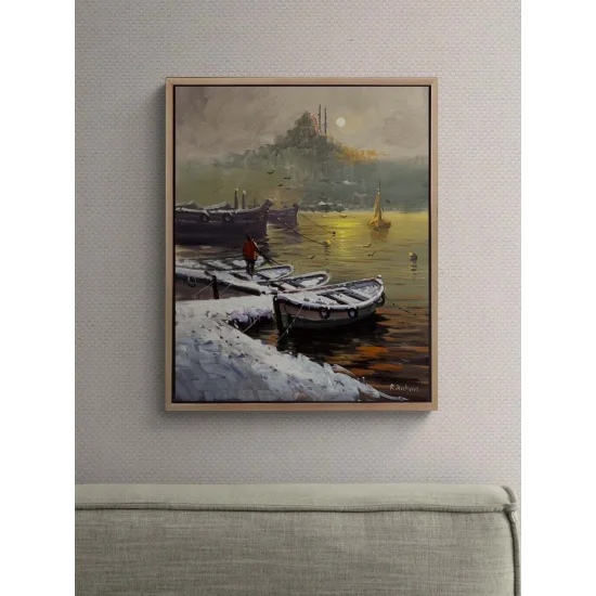 Beyazın İçinde İstanbul Yağlı Boya Tablosu