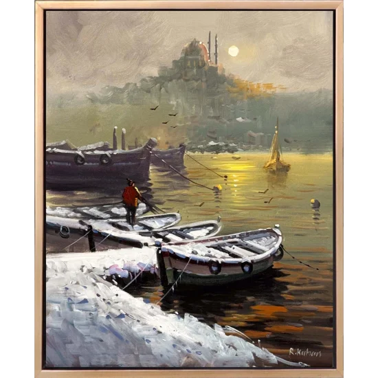 Beyazın İçinde İstanbul Yağlı Boya Tablosu