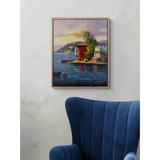 Boğaz Manzarası Yalılar Yağlı Boya Tablosu