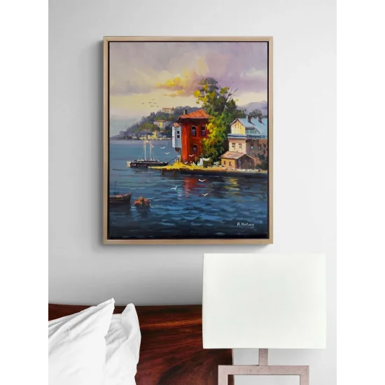 Boğaz Manzarası Yalılar Yağlı Boya Tablosu